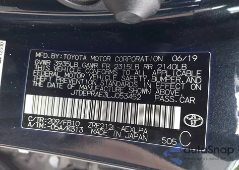 2020 Toyota Corolla Le z USA, uszkodzony, nr VIN JTDEPRAE3LJ053452